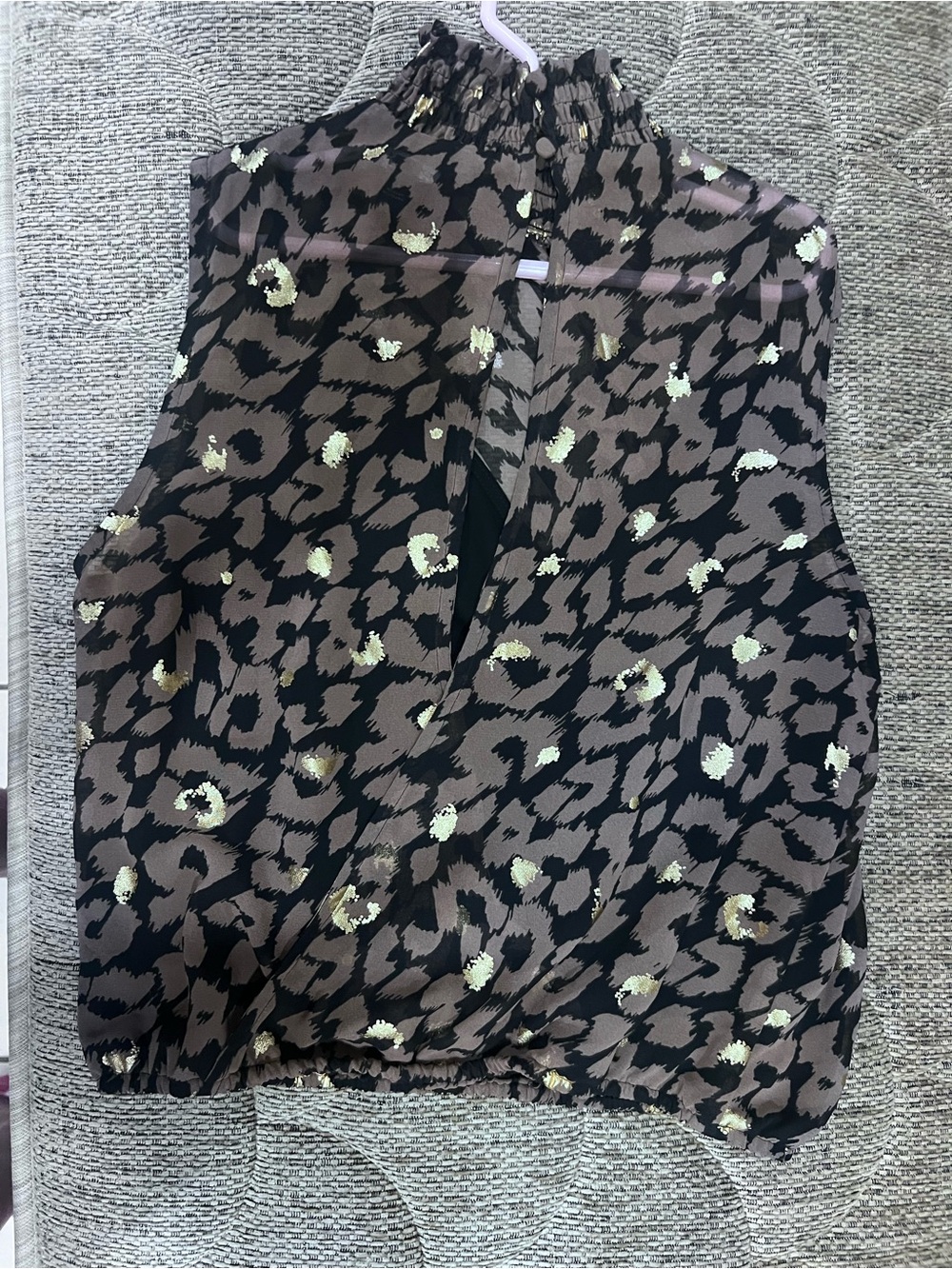 Express Sheer Leopard Halter Blouse in Brown, Black & Gold